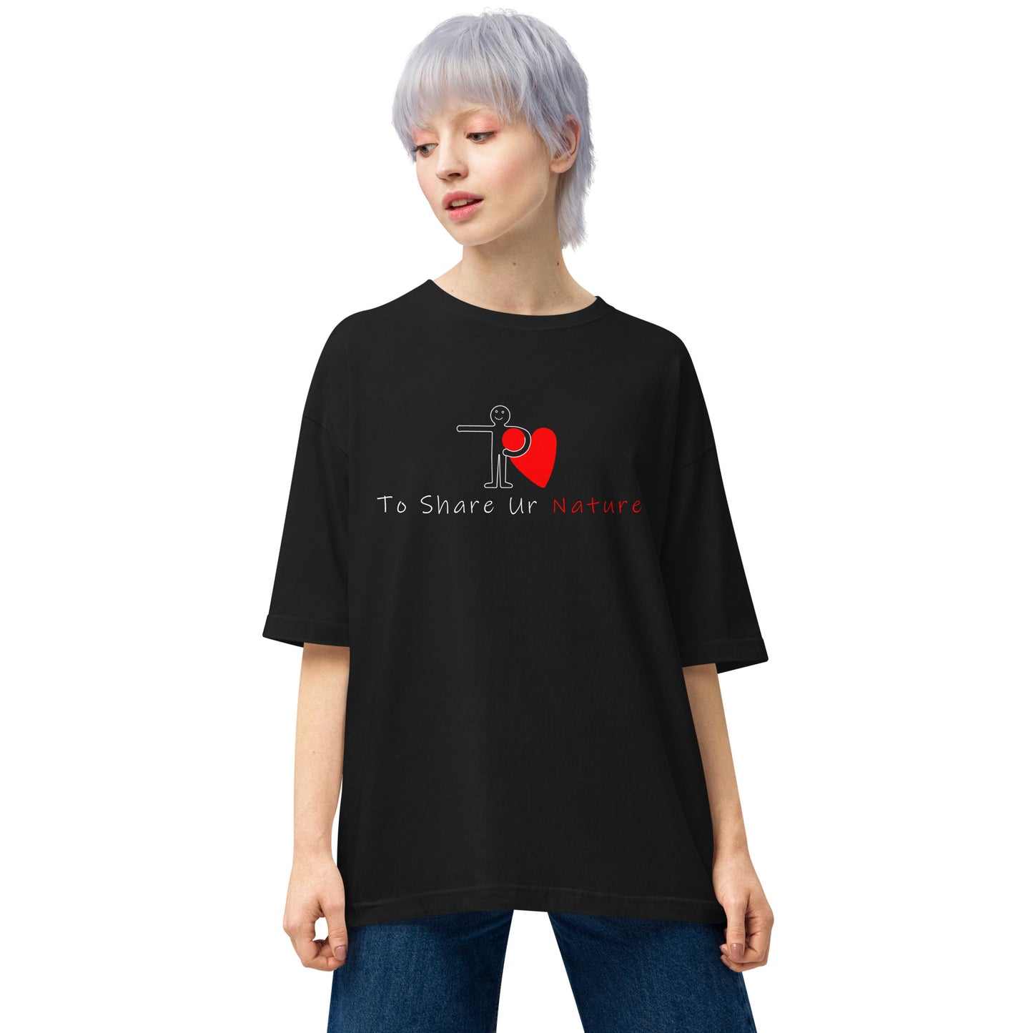 To Share Ur Nature オーバーサイズTシャツ 白ロゴ